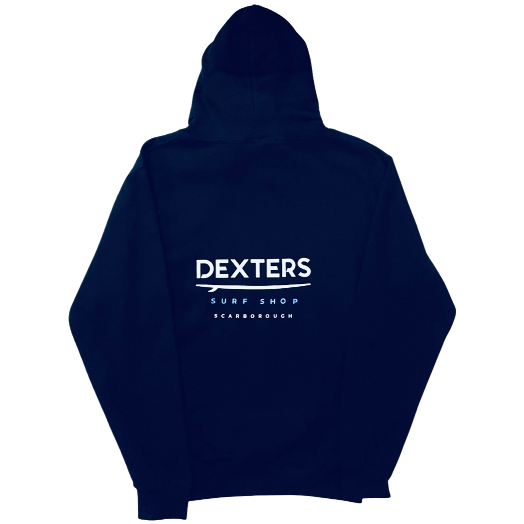 Dexters Stitched Logo Adult pull on - Navy - yellow hood - Image 2
