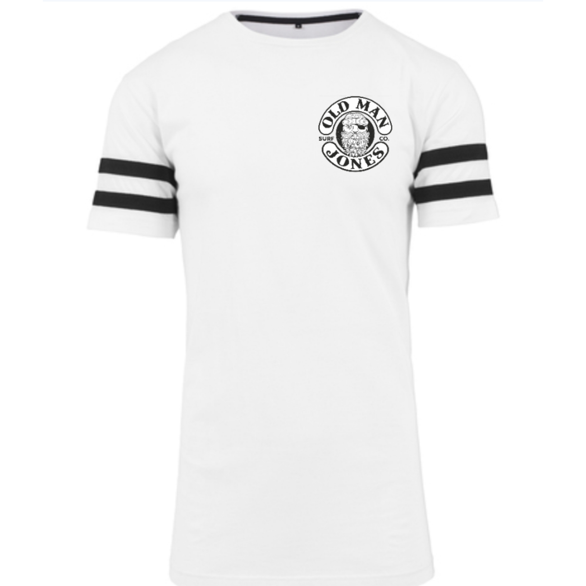 Striped Coordinate Stitched Tee - White / Black Stripes