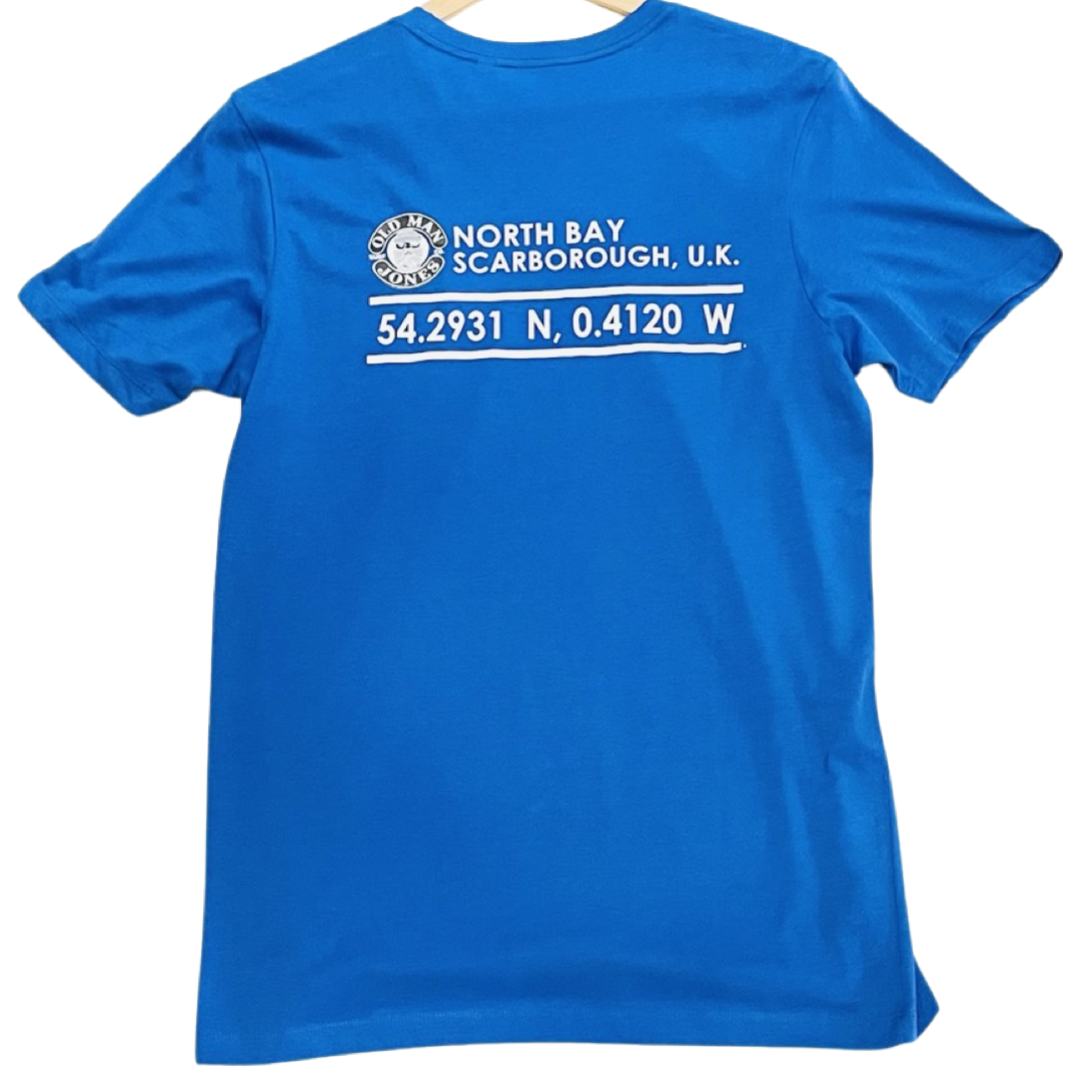 Old Man Jones STITCHED COORDINATES LOGO Junior TEE – Royal Blue - Image 2