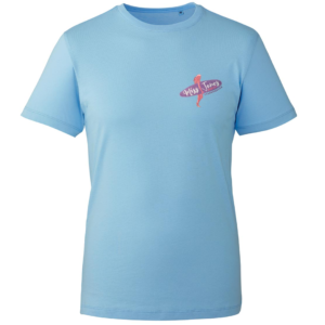 Miss Jones Stitched Logo - Light Blue - Organic Tee