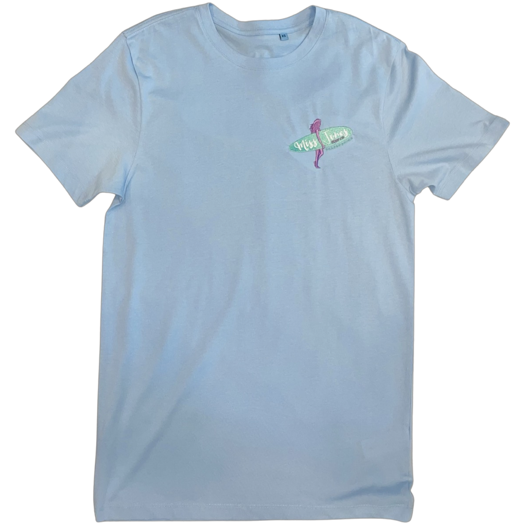 Miss Jones Stitched Coordinates Logo Junior Tee - Light Blue