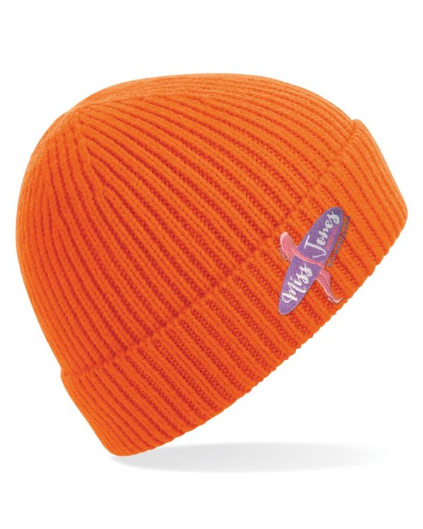 Miss Jones - knit Ribbed Beanie - Orange
