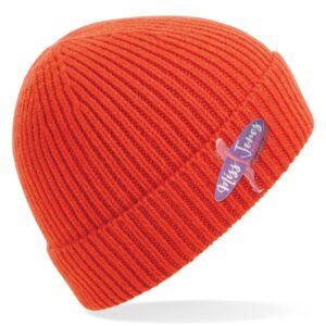 Miss Jones - knit Ribbed Beanie - Fire Red