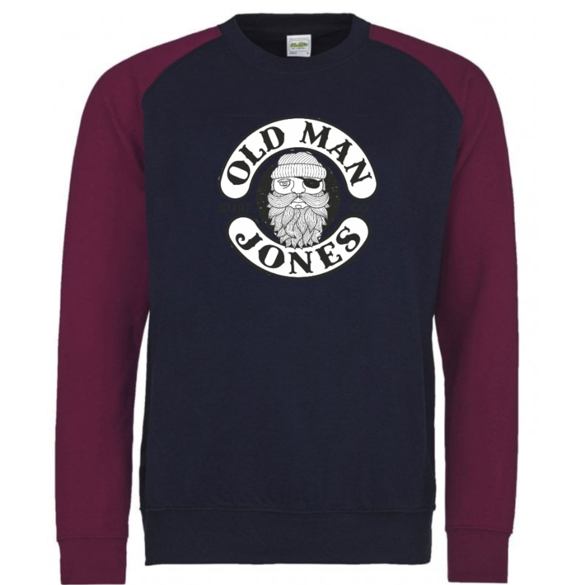 Baseball Style Sweater - Navy/Burgundy - Image 2