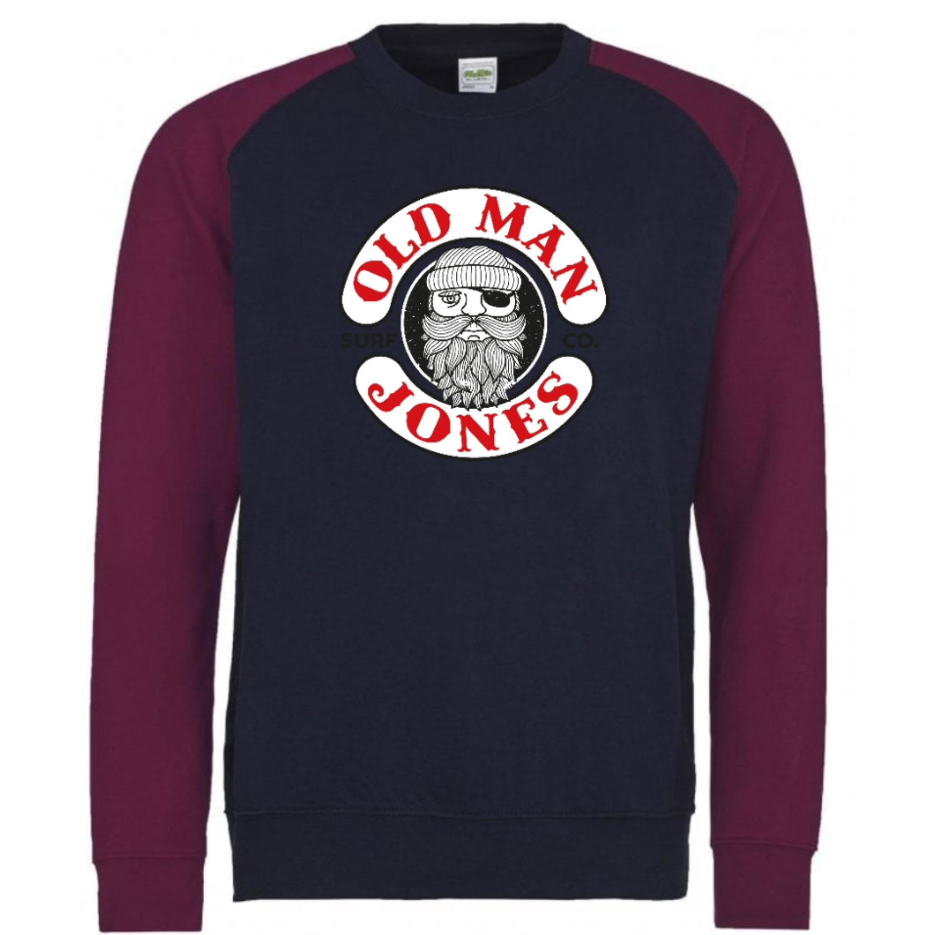Baseball Style Sweater - Navy/Burgundy