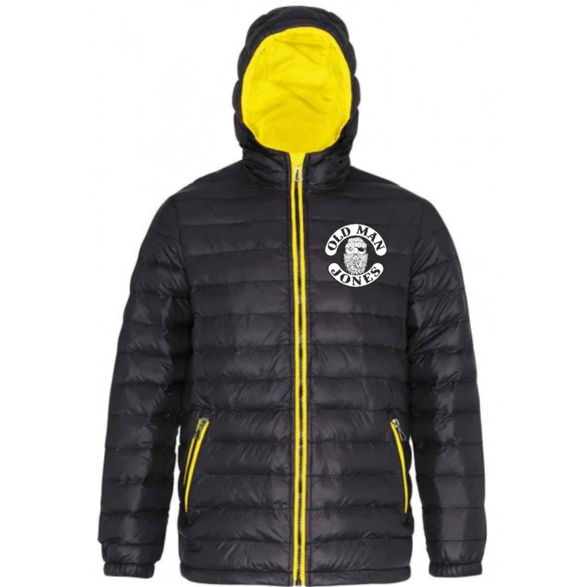 Padded Jacket - Quilted Lining - Black / Yellow - Image 2