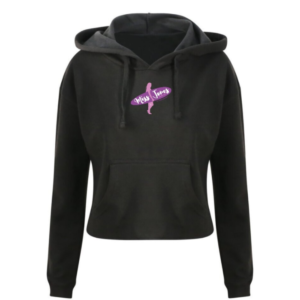 Miss Jones Stitched Logo - Black - Cropped Hoodie