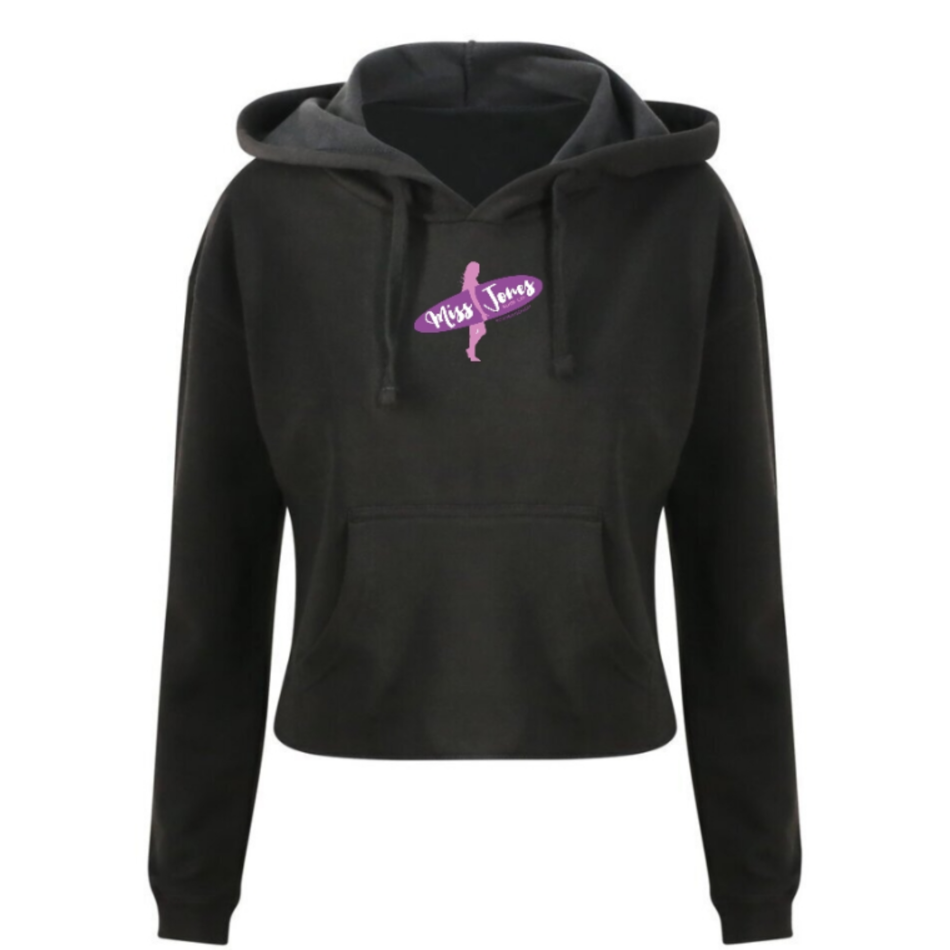Miss Jones Stitched Logo - Black - Cropped Hoodie