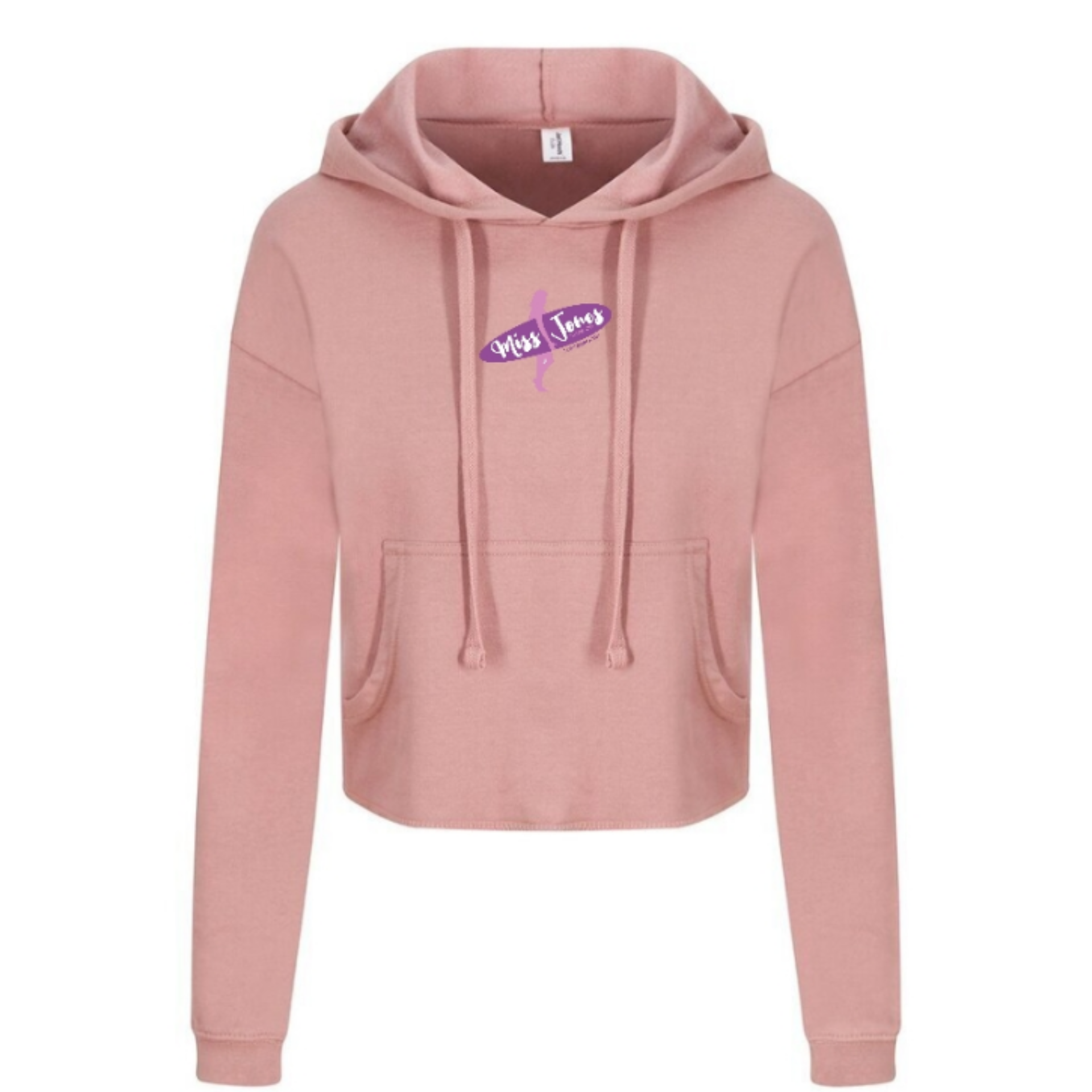 Miss Jones Stitched Logo - Dusty Pink - Cropped Hoodie