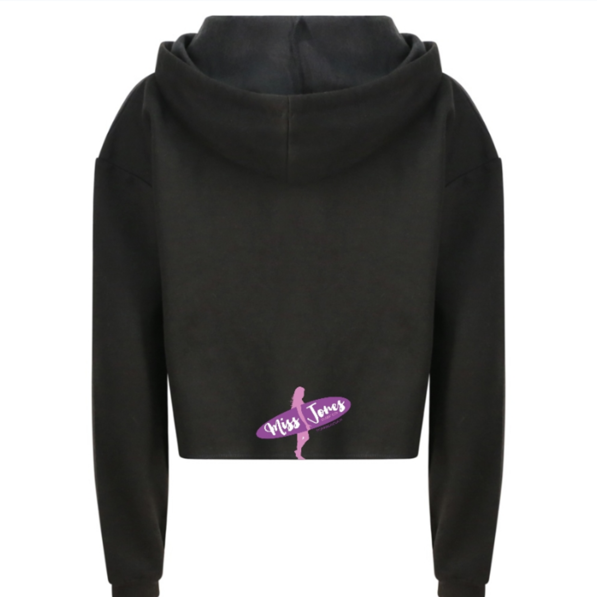 Miss Jones Stitched Logo - Black - Cropped Hoodie - Image 2