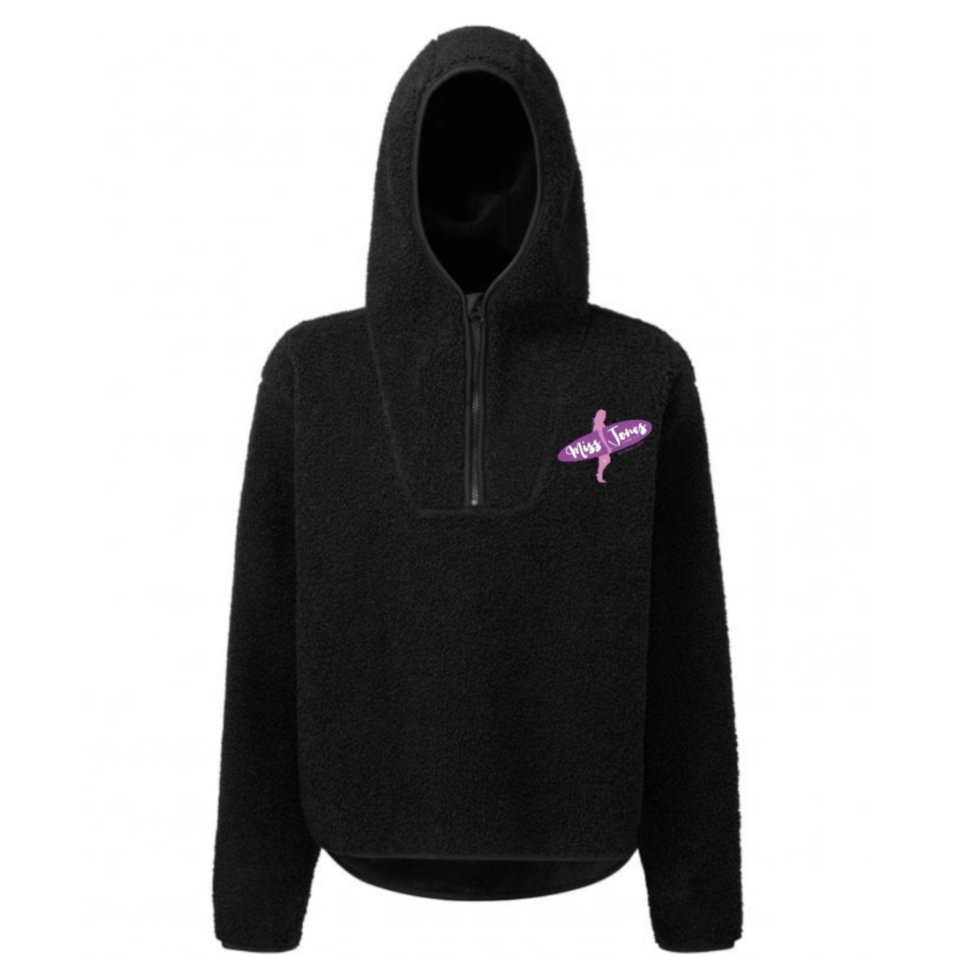 Miss Jones Stitched Logo - Black - Sherpa Hoodie