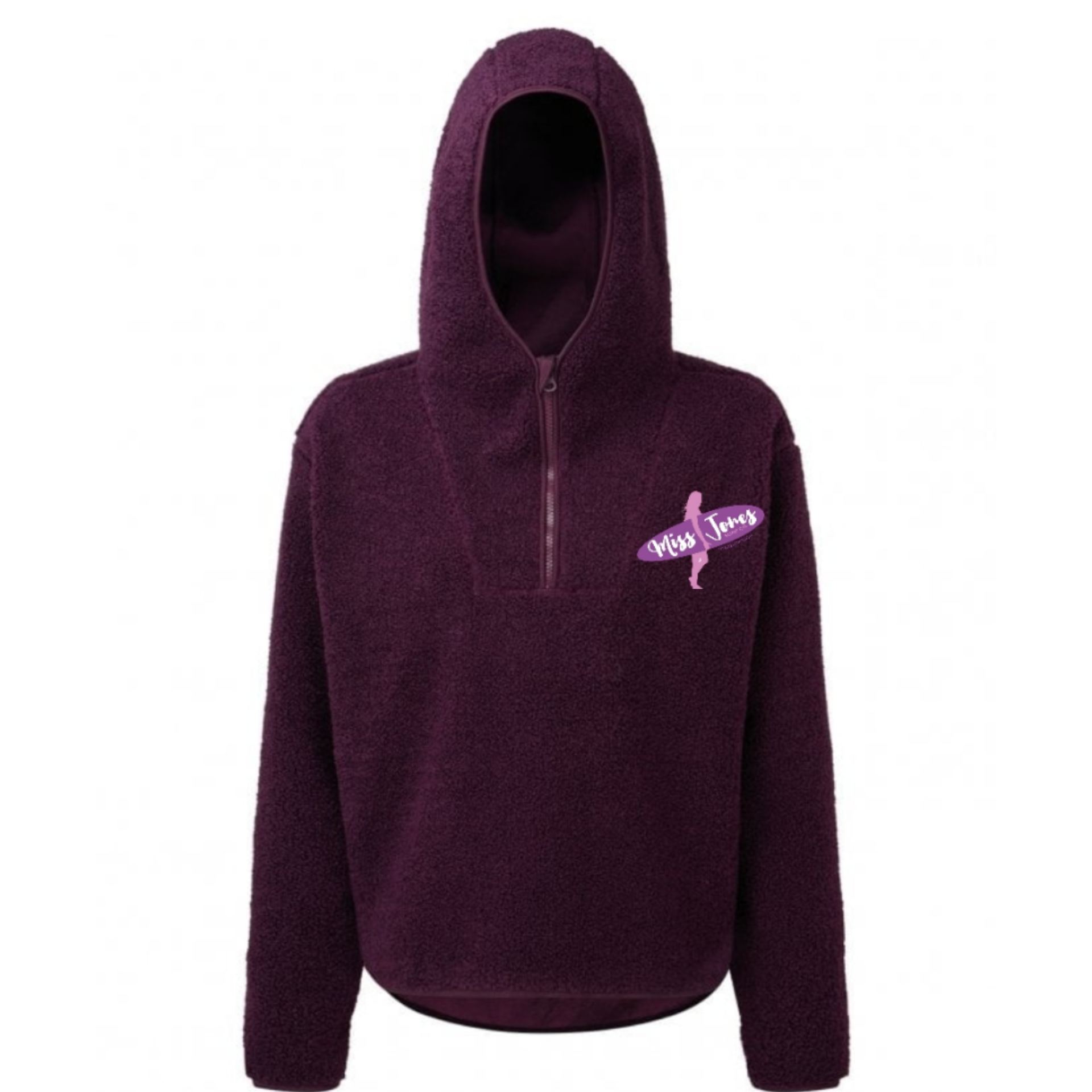 Miss Jones Stitched Logo - Mulberry - Sherpa Hoodie