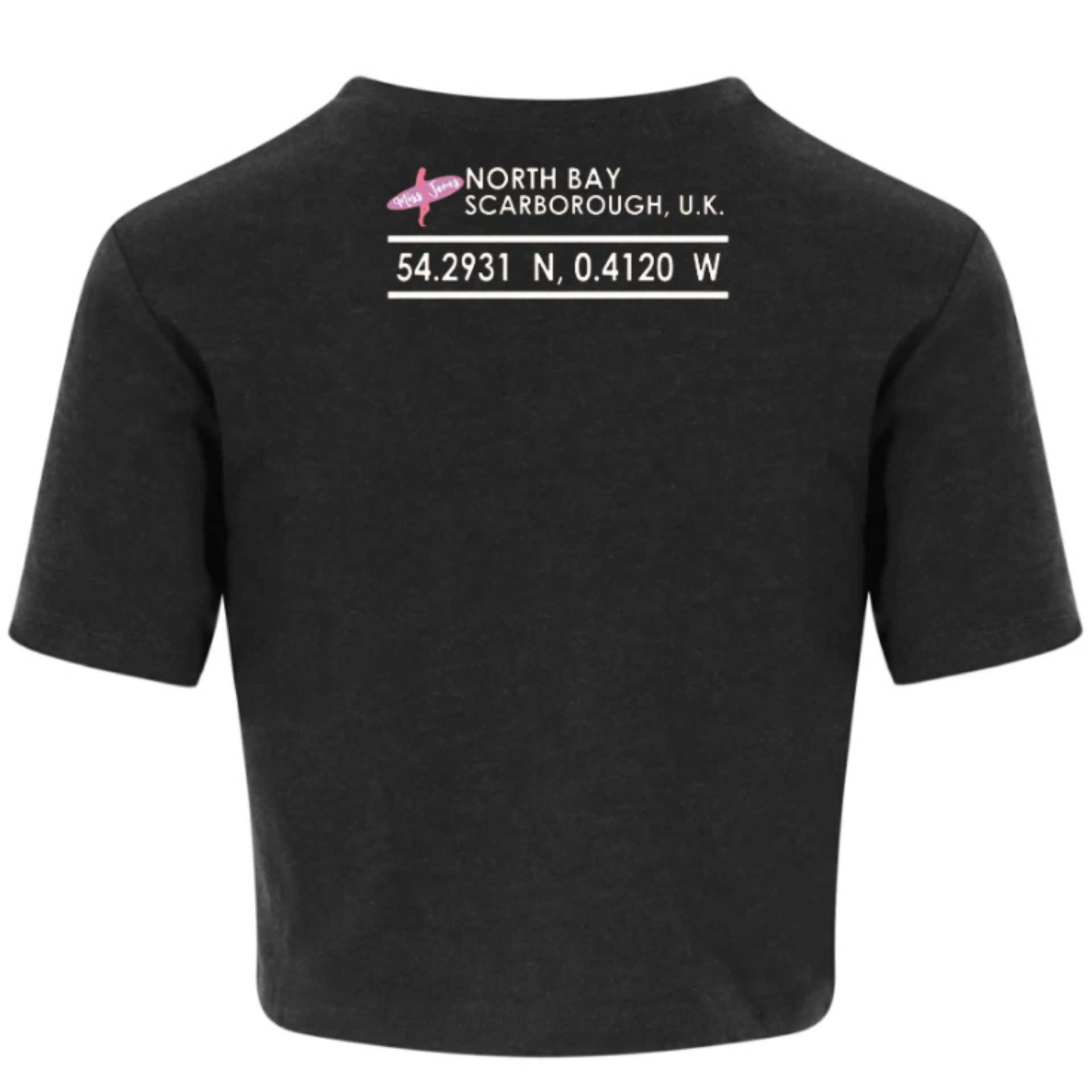 Miss Jones Stitched Logo - Heather Black - Cropped Tee - Image 2