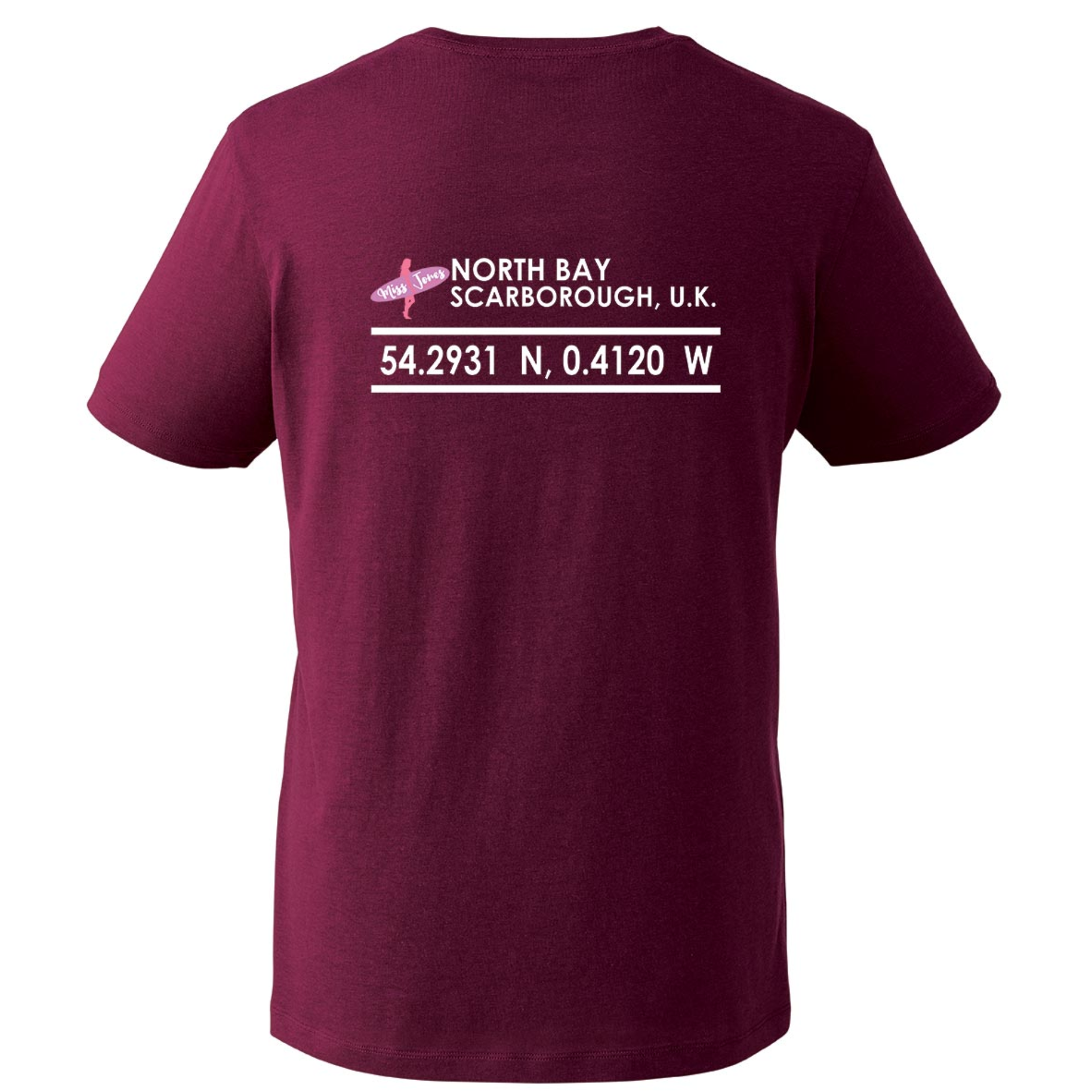 Miss Jones Stitched Logo - Burgundy - Organic Tee - Image 2