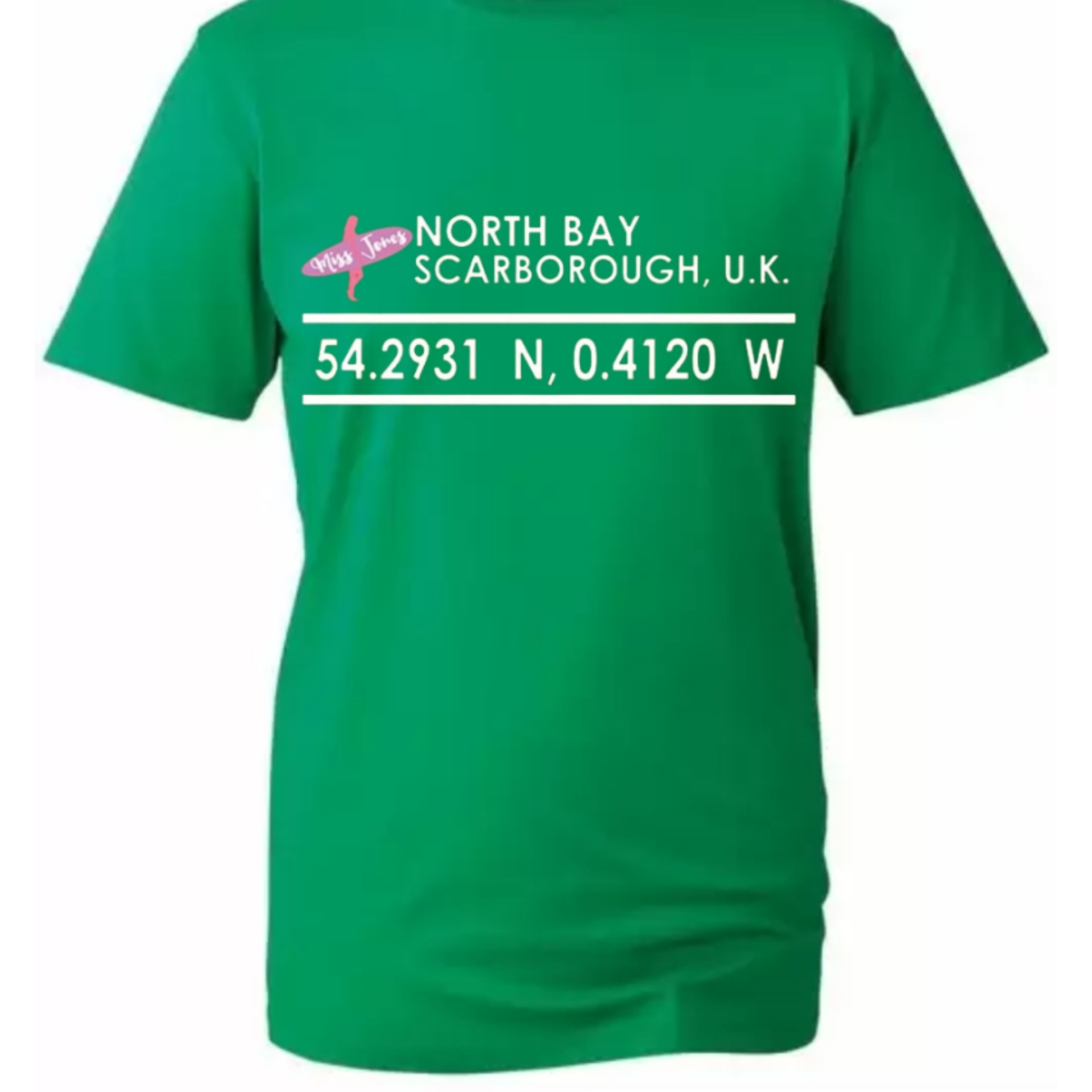Miss Jones Stitched Logo - Kelly Green - Organic Tee - Image 2