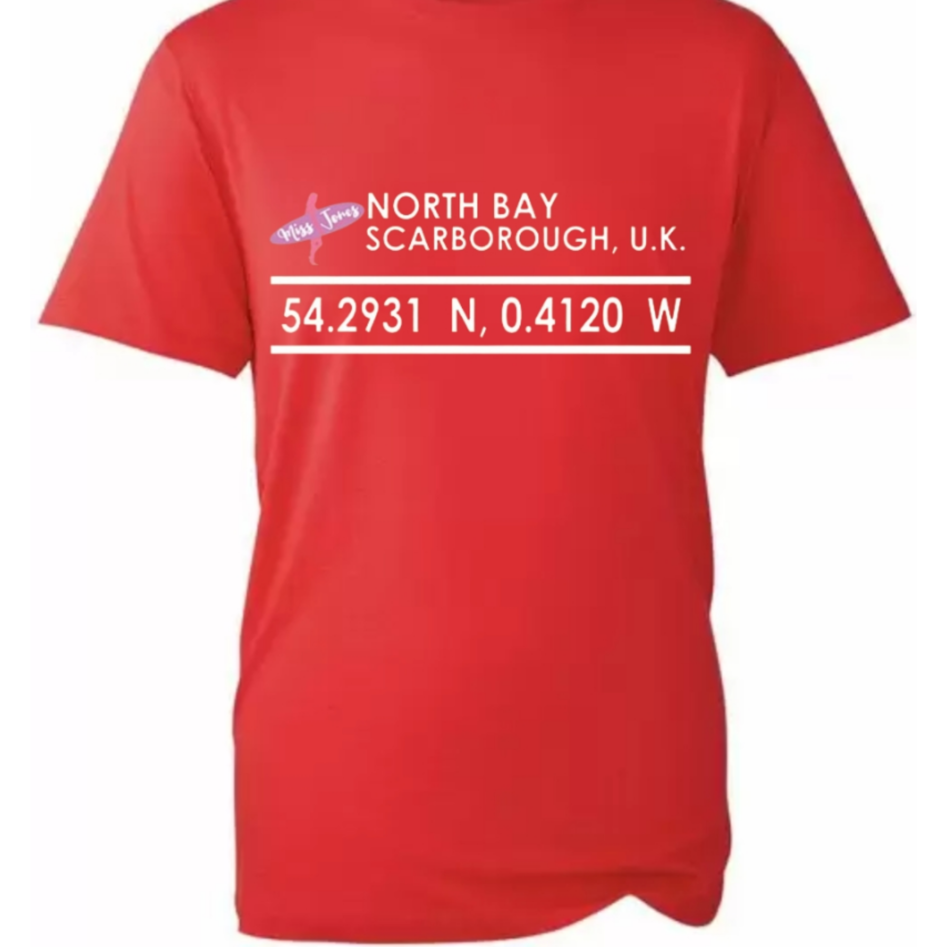 Miss Jones Stitched Logo - Red - Organic Tee - Image 2