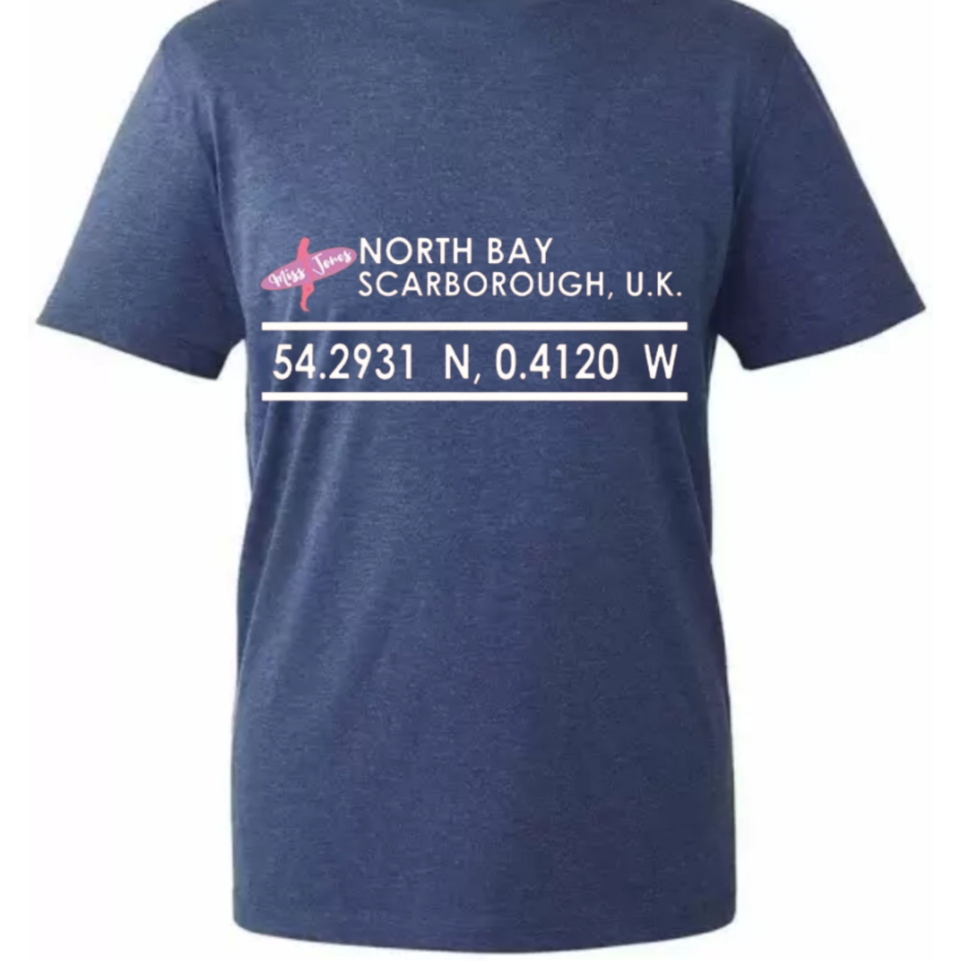 Miss Jones Stitched Logo - Navy Marl - Organic Tee - Image 2