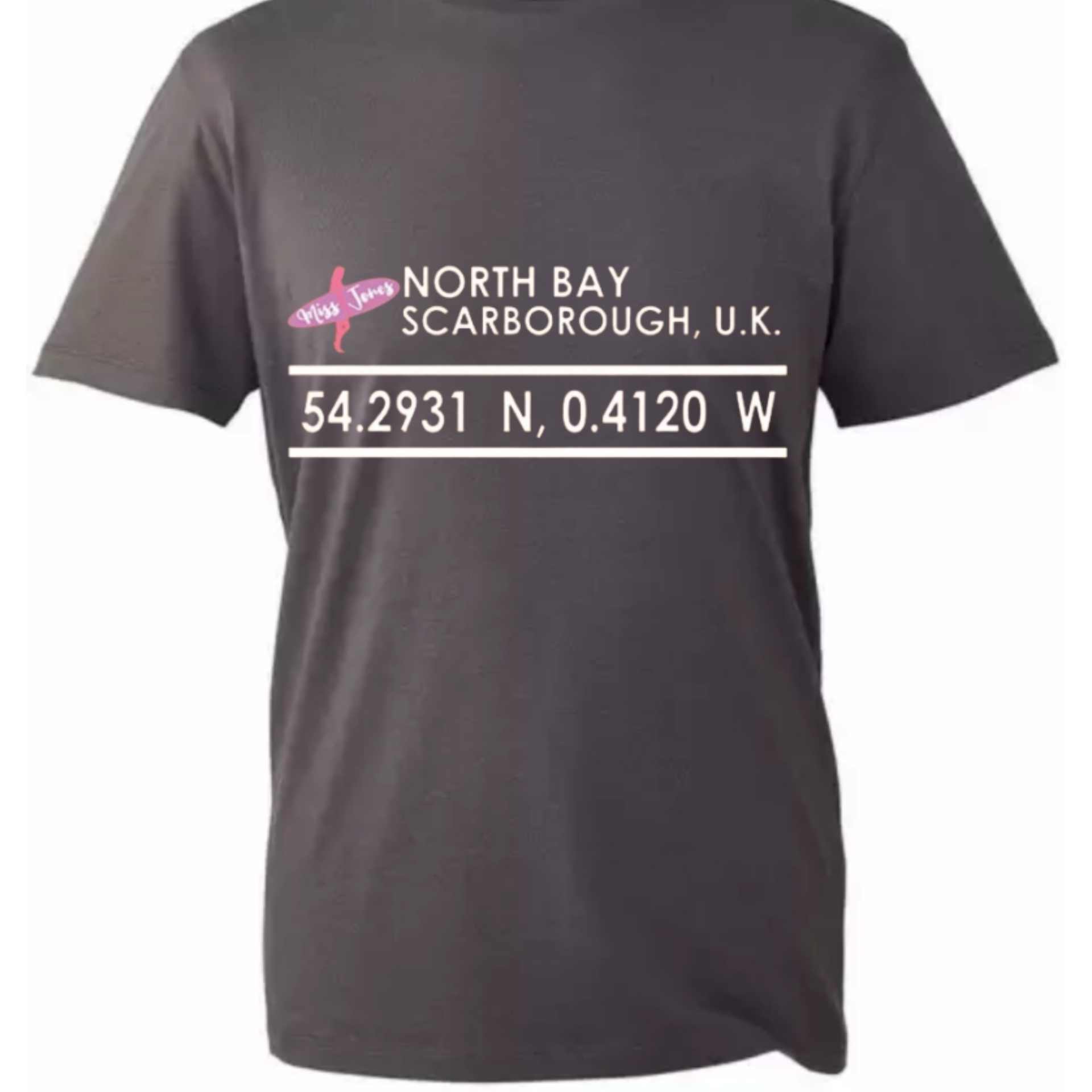 Miss Jones Stitched Logo - Charcoal - Organic Tee - Image 2