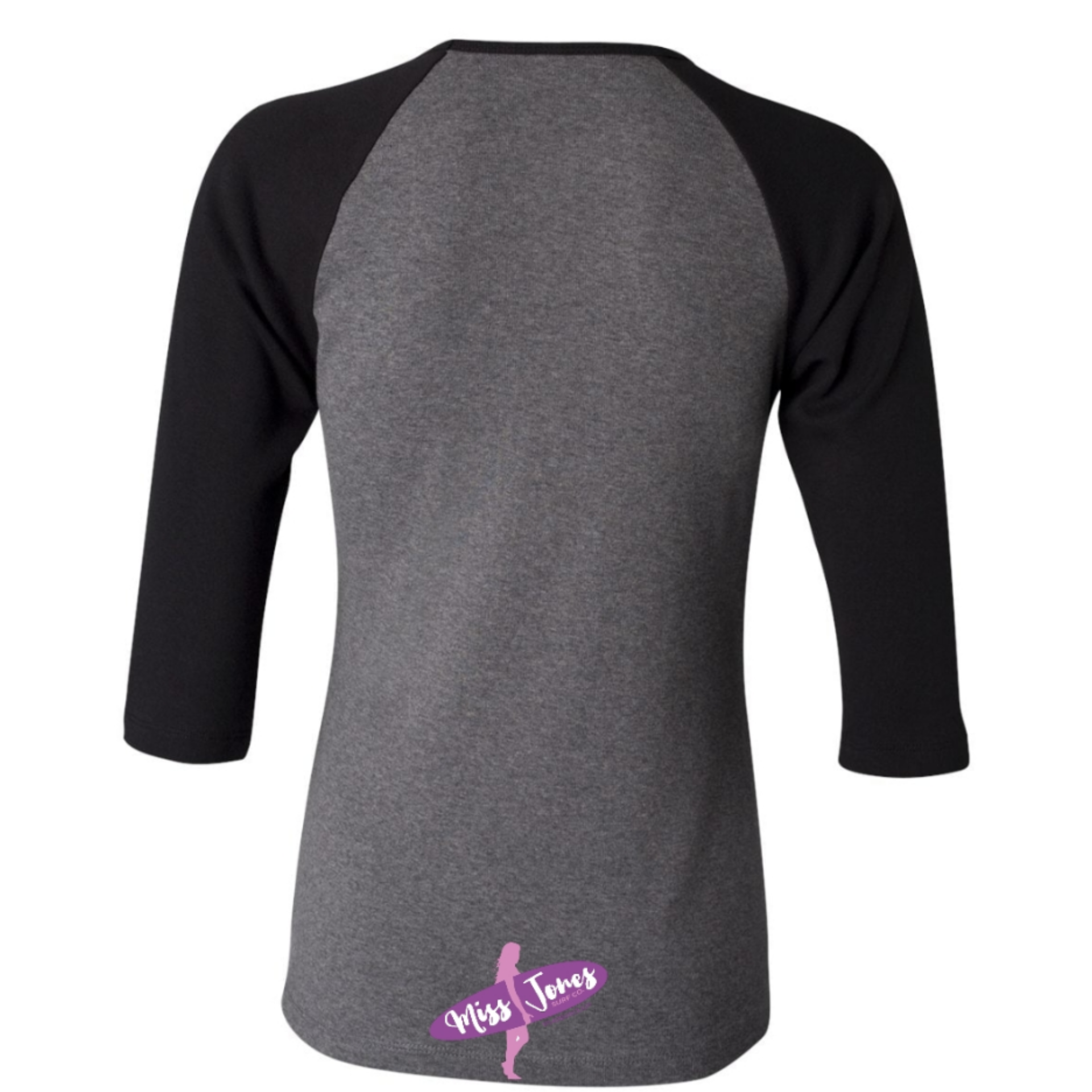 Miss Jones Printed Logo - Charcoal/Black - 3/4 Raglan Tee - Image 2