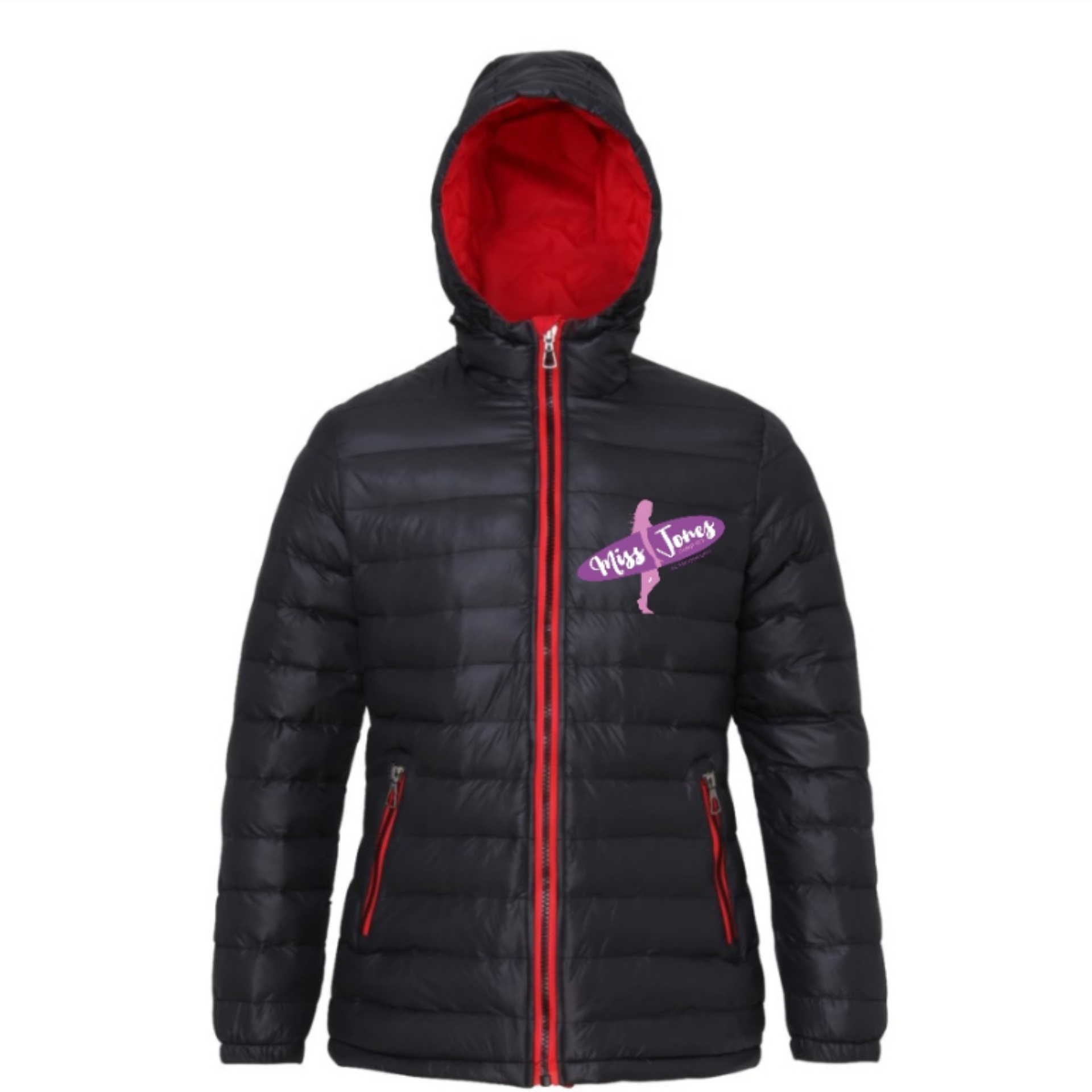Miss Jones - Padded Jacket - Black / Red