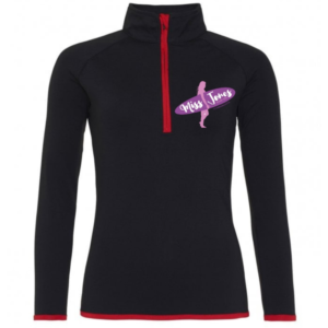 Miss Jones - Zip Sweater - Jet Black / Fire Red