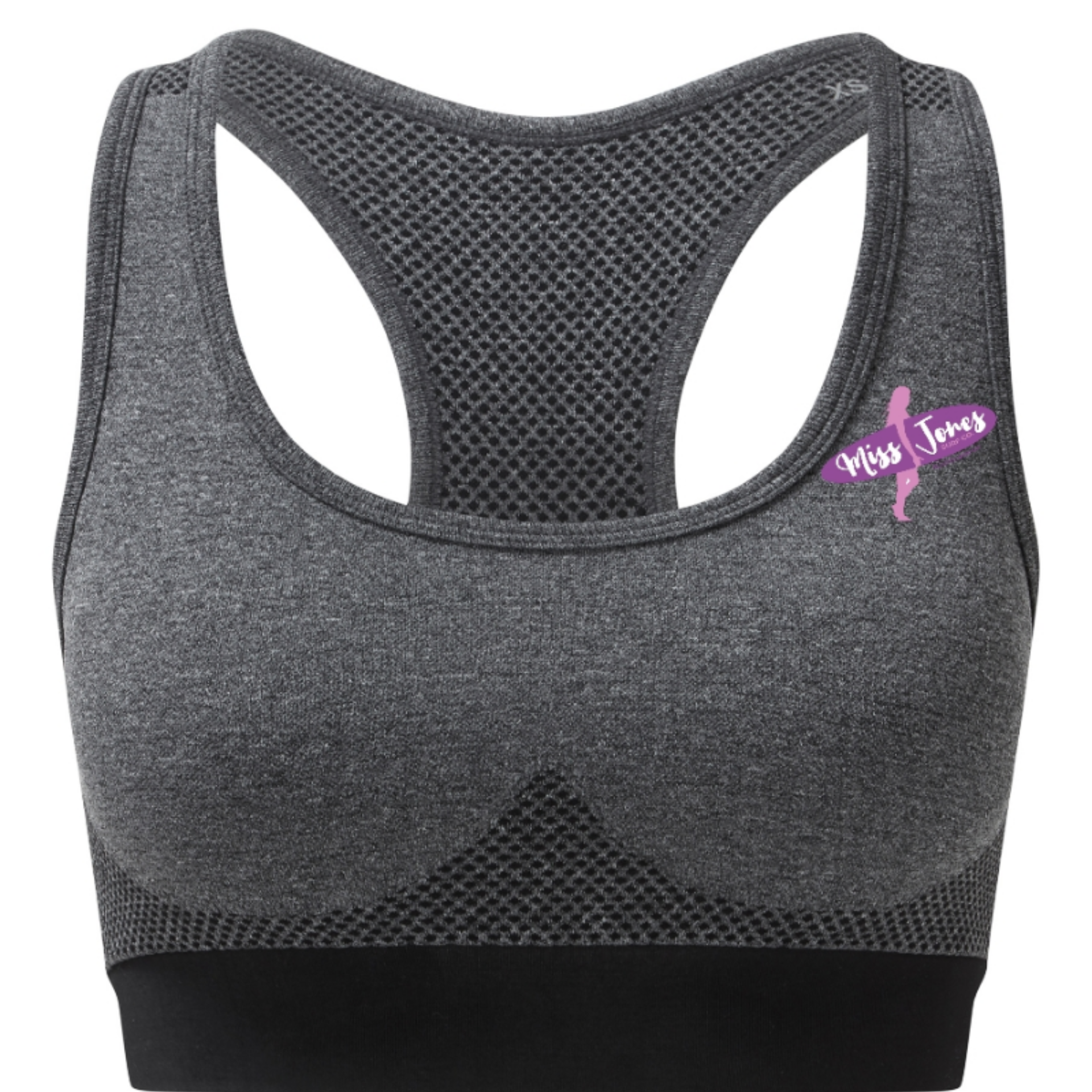 Miss Jones - Seamless 3D Sports Bra - Black Melange