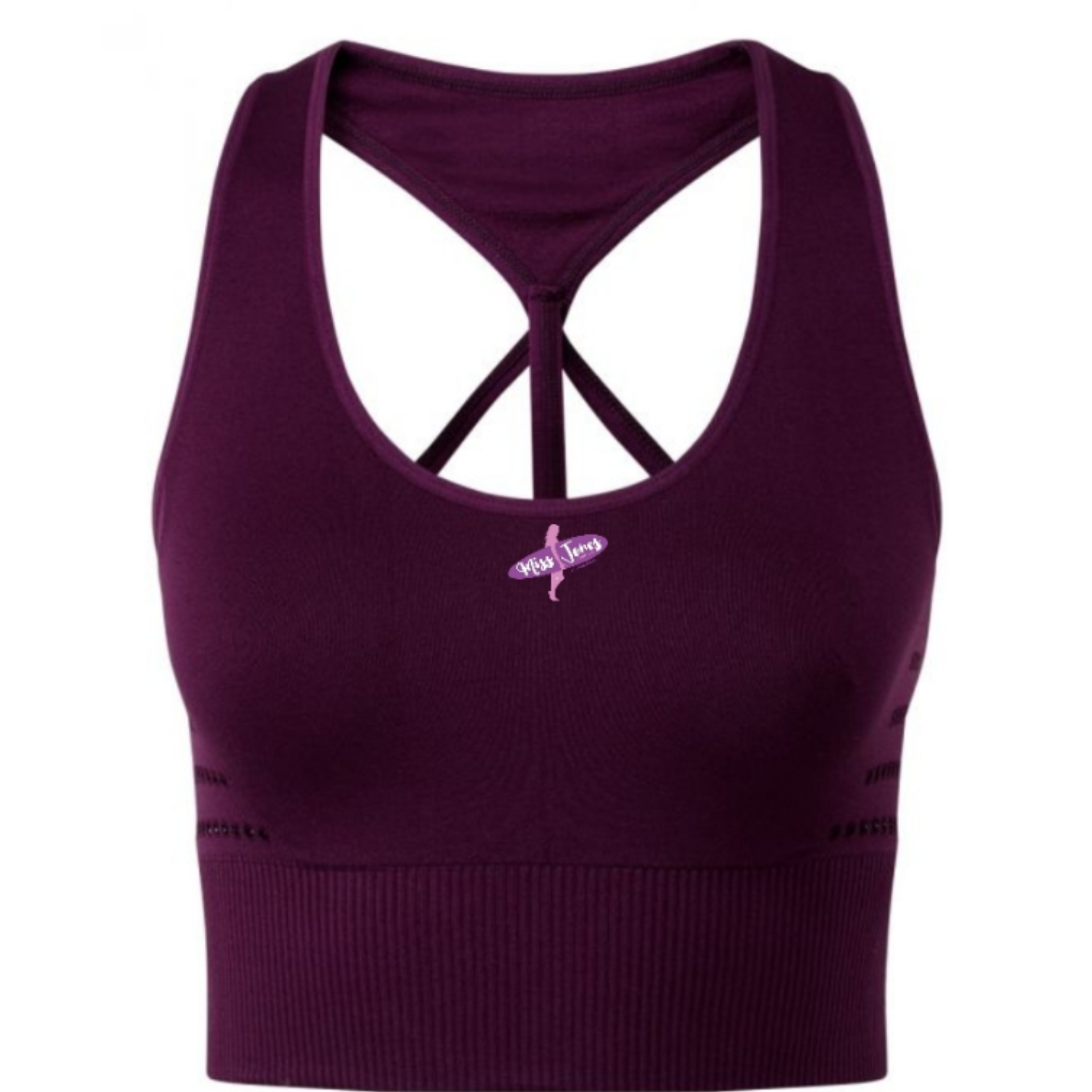 Miss Jones - Ribbed Waist 3D Sports Bra - Mulberry