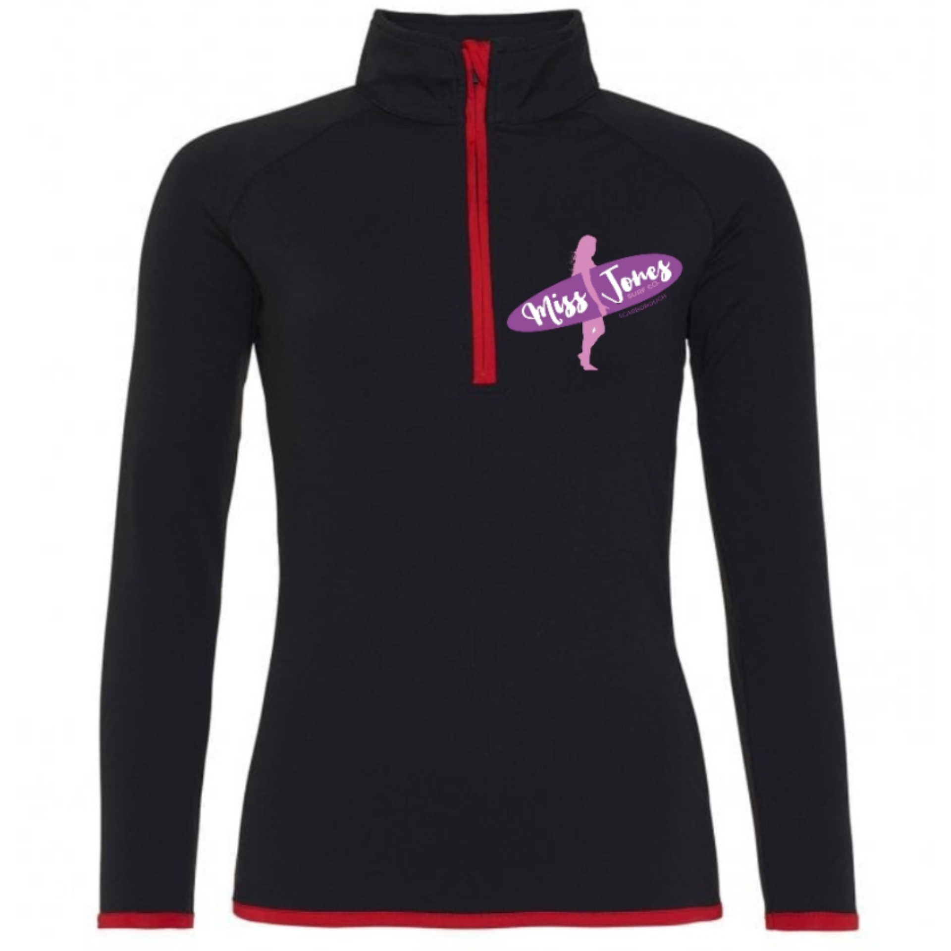Miss Jones - Zip Sweater - Jet Black / Fire Red